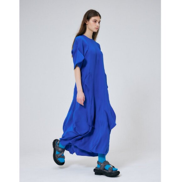 Enfold Wave Drape Dress Relaxed Fit Sculptural Draped Midi Dress Medium Large - Picture 2 of 15